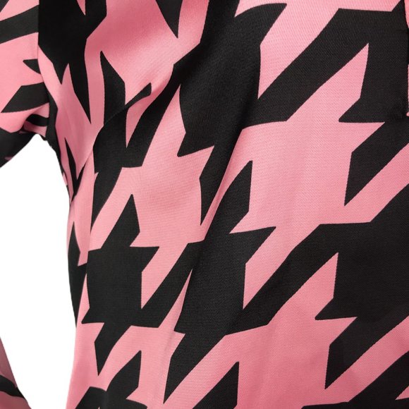 River Island Ladies Mini Dogtooth Check Swing Dress Size 10  Pink Long Sleeve - Picture 5 of 8